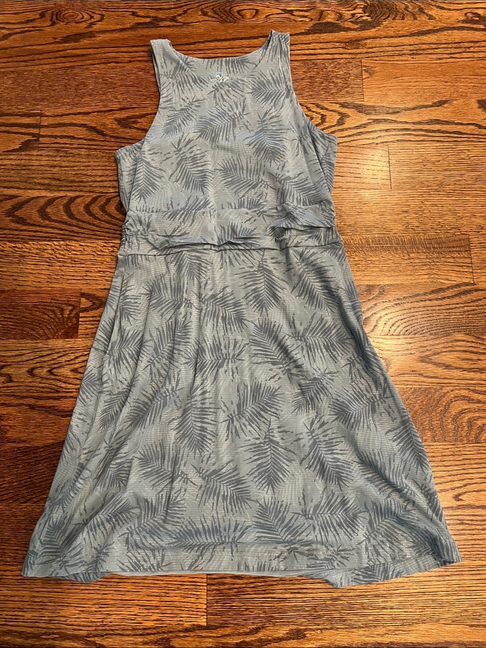 Kuhl Light Blue Palm-Print Sleeveless Midi Dress
